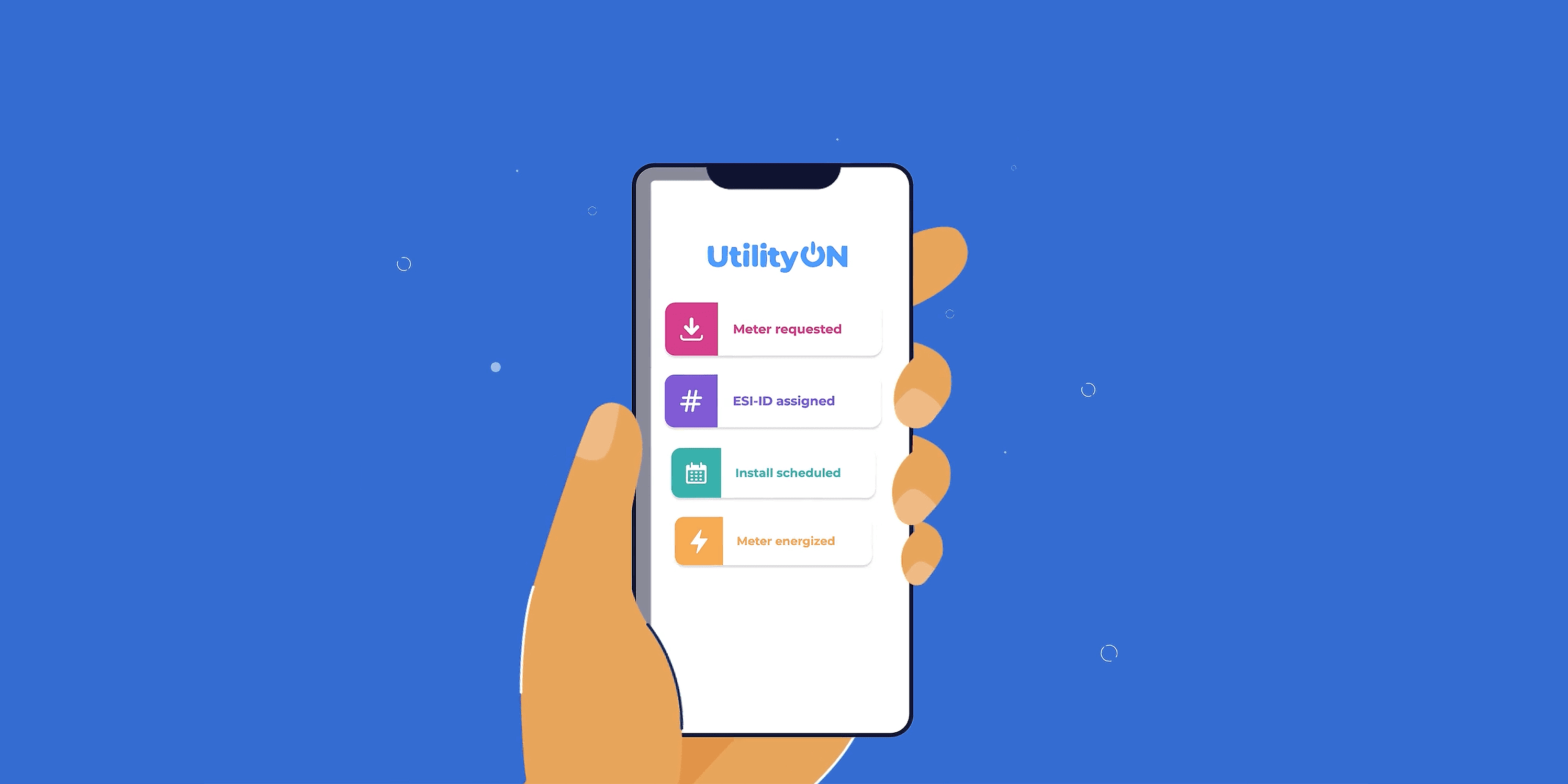 Cartoon image of the UtilityOn service on a mobile device